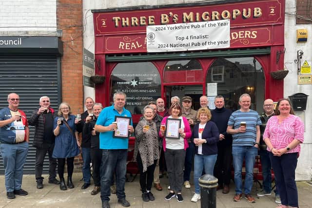 Cheryl and Mark Bates with the CAMRA awards at the Three B’s Micropub.