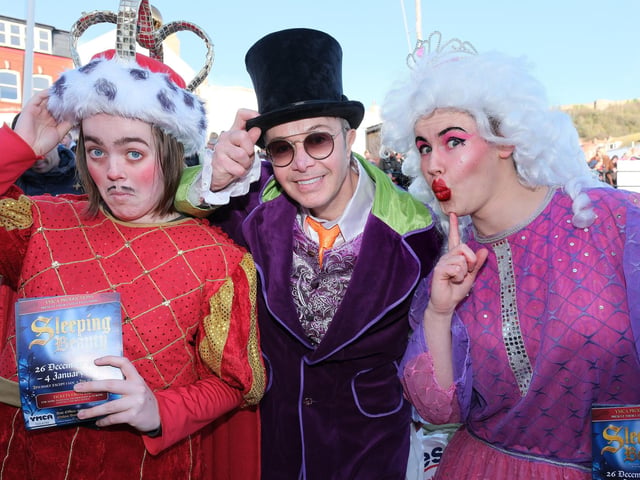 Cast members from the YMCA panto on the lookout for Santa