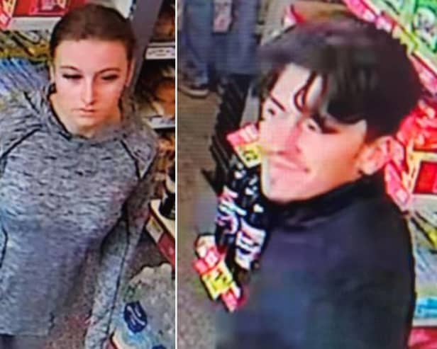 Police have issued a CCTV image of two people they would like to speak to following a theft from the SPAR store in Sleights.