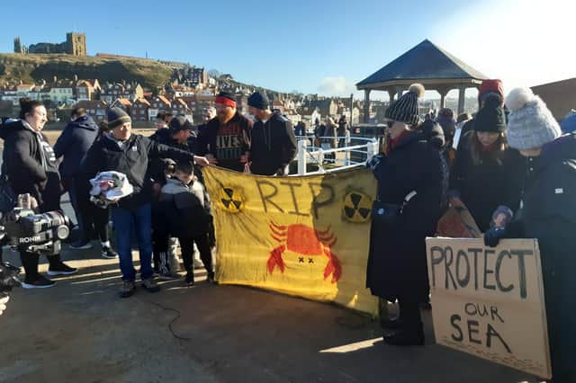 Protesters in Whitby in February