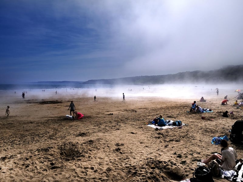 Scarborough sea fret hides the warm sunshine on South Bay