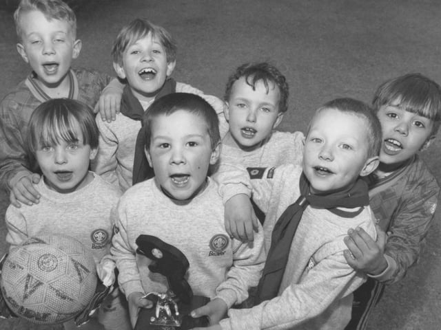 The 2nd Earl of Londesborough's Own Beaver Scouts five-a-side football team are pictured with their runners-up trophy from a tournament they took part in in March, 1997. From left, back, Sam Rivers, Daniel Aranyi, Sammy Stokes, Jordan Aitken; front, Adam Stokes, Thomas Tyson (captain), and Stephen Marson. 