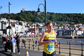 Scarborough Athletic Club's Harry Butterworth on his way to winning the McCain Yorkshire Coast 10K on Sunday. Photo by Richard Ponter
