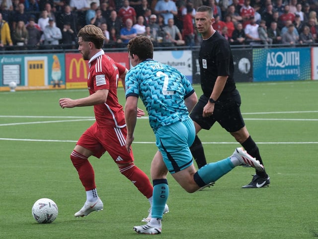 Boro forward Luke Hall on the run v Southport. Photo by Richard Ponter