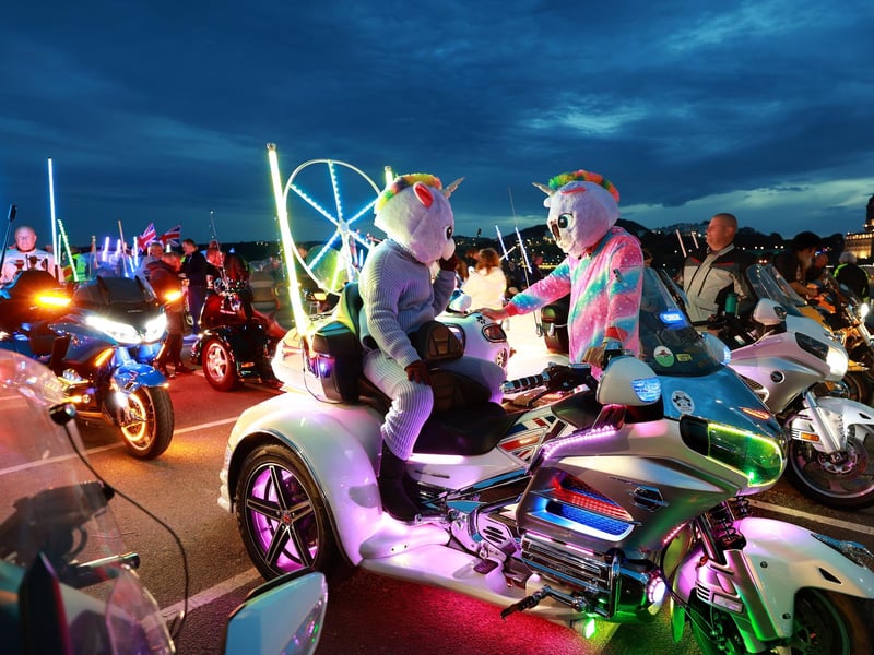 The Goldwing Light Parade in Scarborough's South Bay. Preparing for the parade