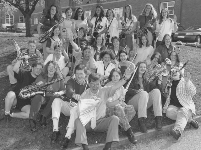 Pictured are Scarborough Sixth Form College's award winning jazz band, led by musical director Hugh Penny, centre, who were in the finals of a yet another top competition in May, 1995. 