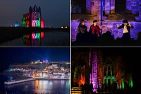 Whitby Abbey looking spectacular lit up on an evening - on until October 31.