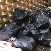 The bags of waste dumped near bins in Bessingby Gate, Bridlington, in April last year.
