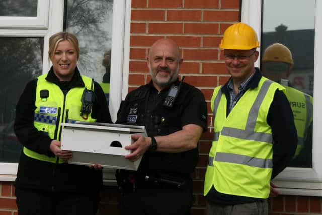 Officers at Eastfield Police Station show off their swift box
