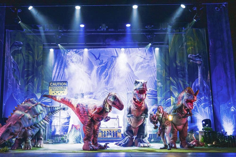 The live-action dinosaurs, brought to life by hidden performers, are the largest in Europe.