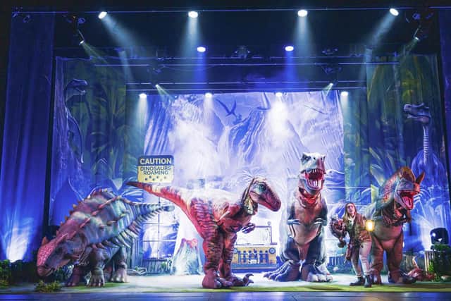 The live-action dinosaurs, brought to life by hidden performers, are the largest in Europe.
