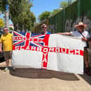 Jimmy Kerr, Rob Jesse and Paul Noon of the Royals, the Scarborough Rangers' supporters club, pictured in Seville for the 'Gers Europa League final.
picture submitted by Rob Jesse.