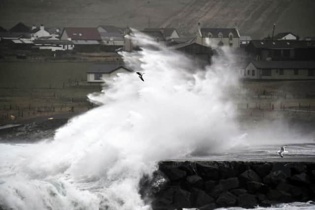 Crashing waves.