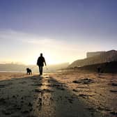 Dog walker on Scarborough's North Bay Beach. (Pic credit: Richard Ponter)