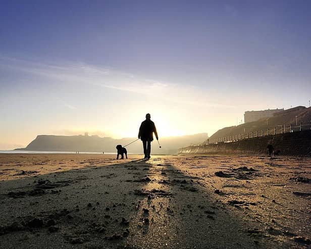 Dog walker on Scarborough's North Bay Beach. (Pic credit: Richard Ponter)