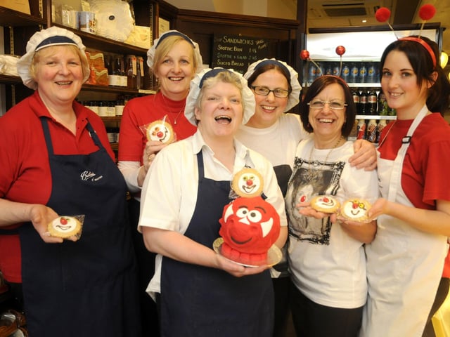 The Botham's girls selling red-themed cakes and biscuits for Comic Reliefpicture: Ceri Oakes, w131104h