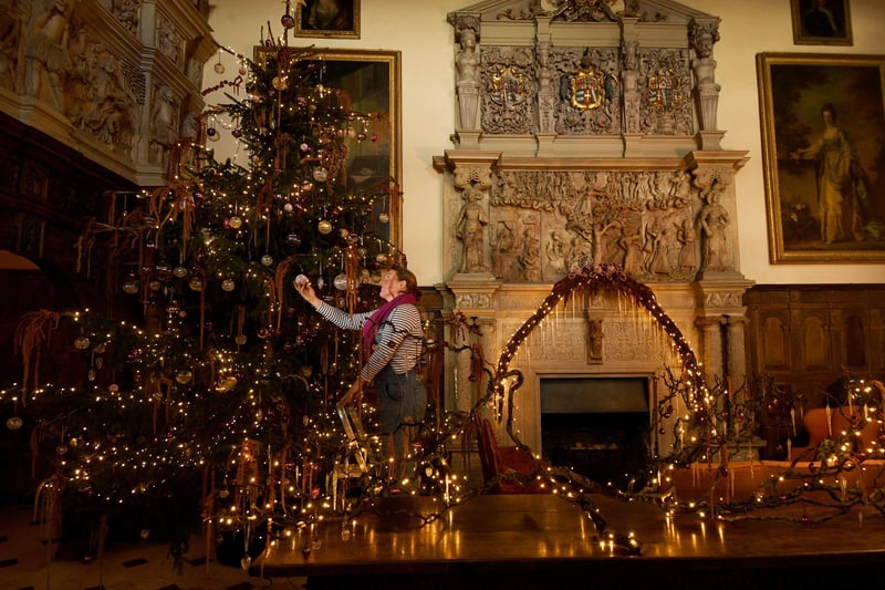 Olivia Cunliffe-Lister pictured in the Great Hall with the stunning festive traditional decorations.