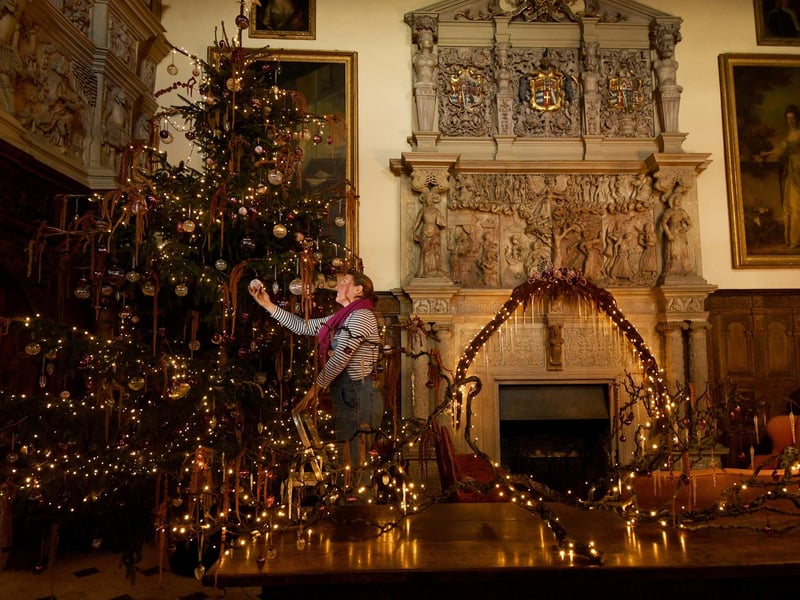 Olivia Cunliffe-Lister pictured in the Great Hall with the stunning festive traditional decorations.