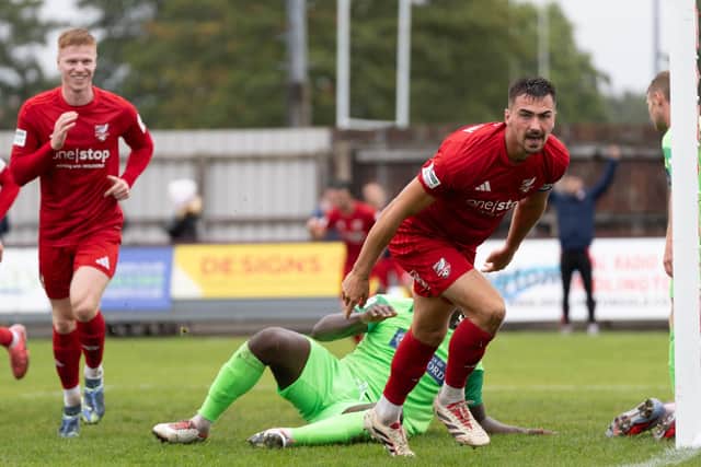 Skipper Will Thornton scores the winner for the Seadogs at home to Oxford City in September.