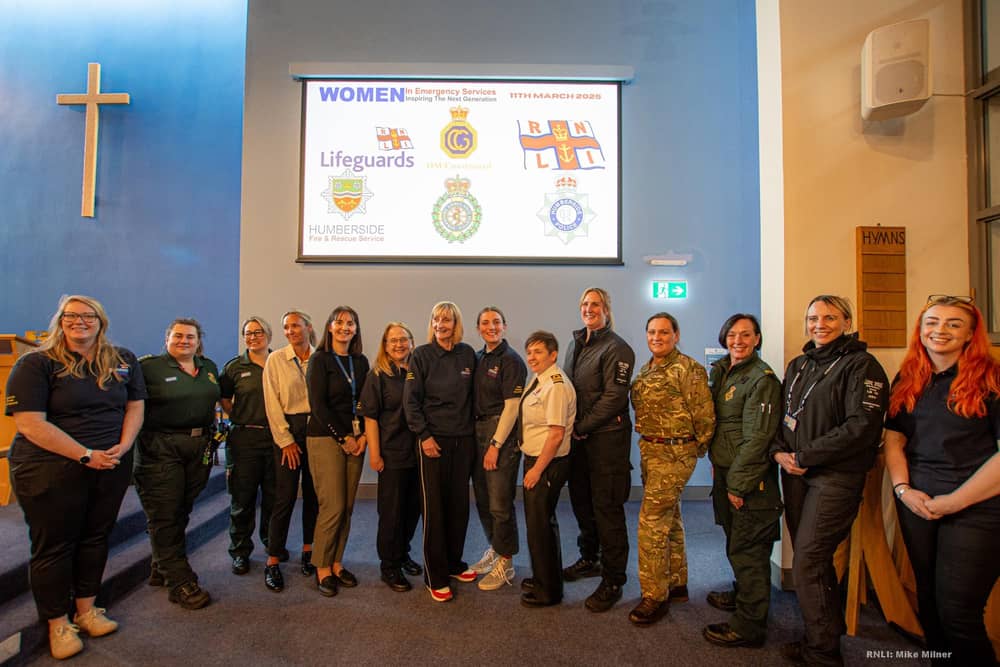 Bridlington RNLI with guest speakers at the Inspire the next generation of Women in emergency services event. Image: RNLI/Mike Milner