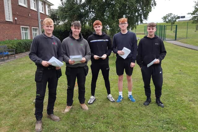 Eskdale School GCSE students get their results, from left: Dylan Locker, Jack McLoughlin, Marcus Stamp, Jack Clarkson and Jackson Price.