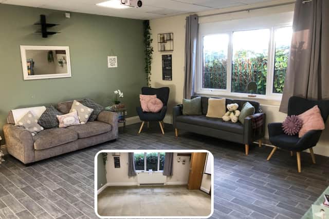 The Lewis Lounge at New Pasture Lane Community Centre (before and after).