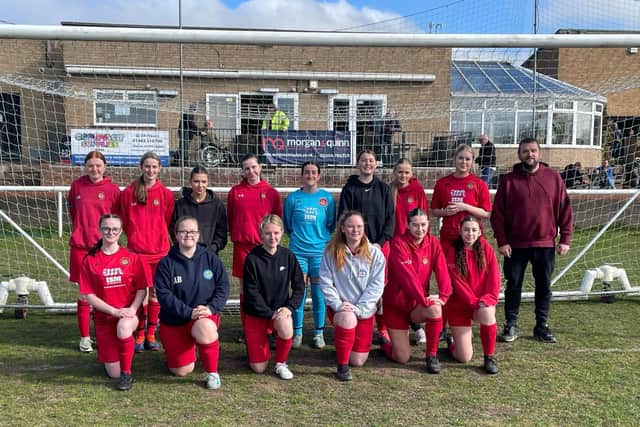 The Scarborough Ladies FC Under-18s team are pictured at the end of the 2024-25 season, since this time several players have left the team due to being over 18.