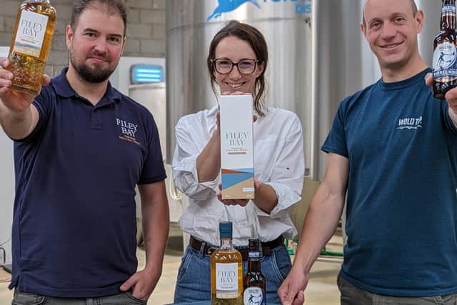 Joe Clark and Jenni Ashwood from Spirit of Yorkshire and Alex Balchin from Wold Top