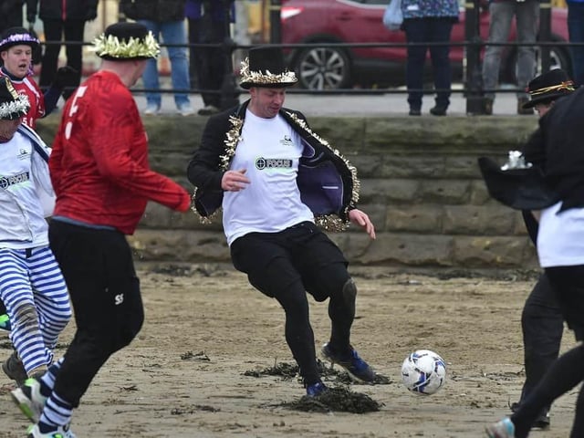 On boxing Day at 10am, teams will meet at Lloyds TSB on Newborough and make their way down to the beach. At 10.30am, mayor Eric Broadbent will kick off the match that has an unusual twist- the players' top hats must stay on or the other team will win a free kick.