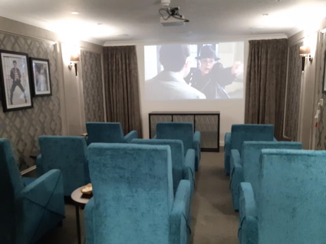 The cinema room at Whitby's The Mayfield, where residents can watch films and sports fixtures.