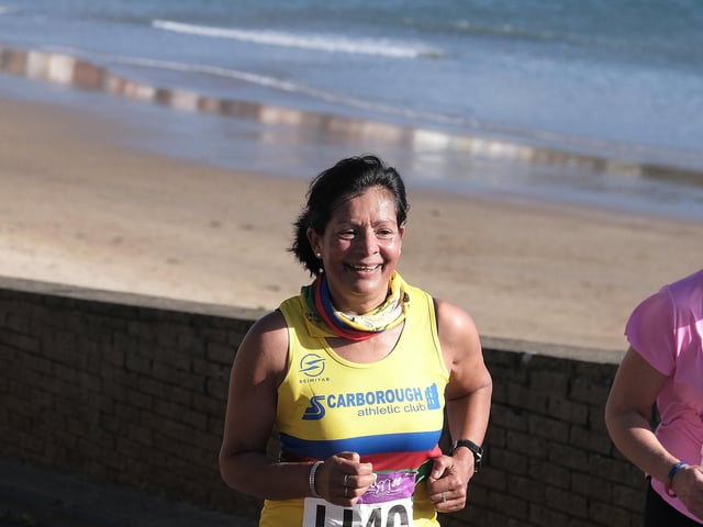 Scarborough AC's Mel Padgham in action at the Scarborough 10k