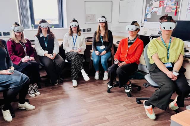 North Yorkshire Talking Therapies staff trial the Tend VR. Photo: TEWV