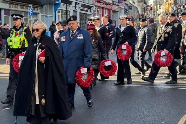 The parade heads to the sea front
