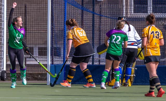 Laura Anderson Cornforth scores Danby's opener to halve the visitors' lead. PHOTOS BY BRIAN MURFIELD