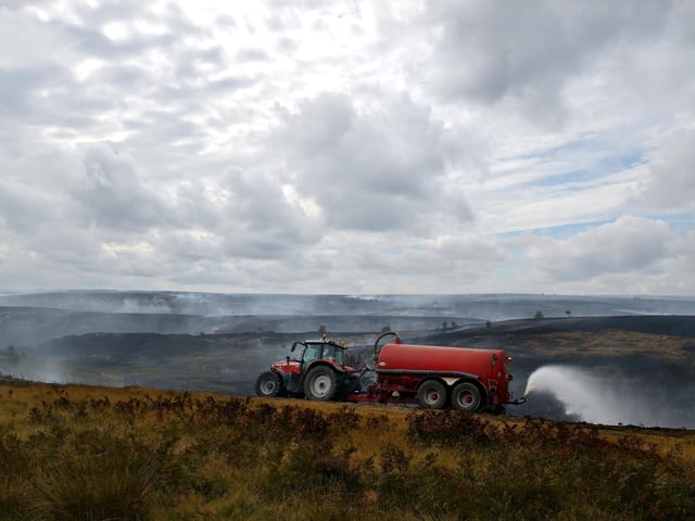 Farm tanker dampens the area