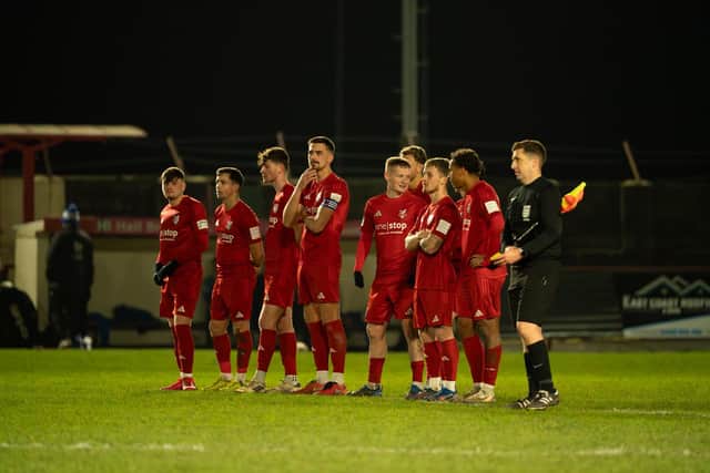 Boro players look on during the penalty shoot-out loss at home to Yarm & Eaglescliffe. Photo by Wandering Photography
