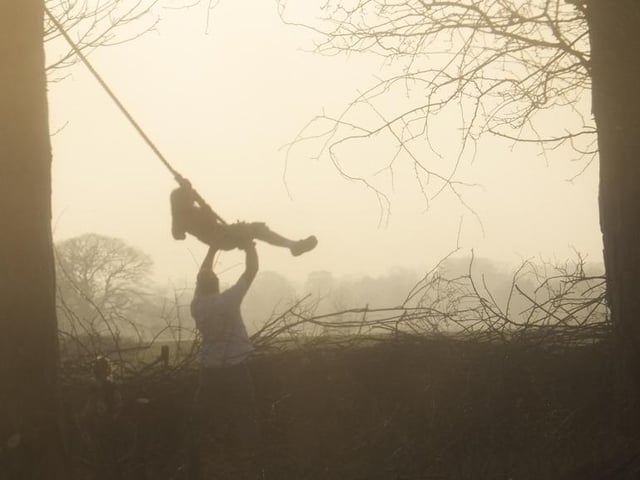 Silhouette of a rope swing at Battersby.