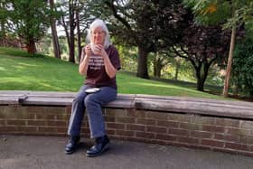 Whitby Hot Chocolate Festival organiser Pam Boland enjoying a chocolate drink at Flock Cafe in Pannett Park.