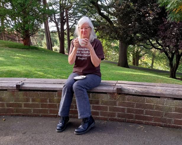 Whitby Hot Chocolate Festival organiser Pam Boland enjoying a chocolate drink at Flock Cafe in Pannett Park.