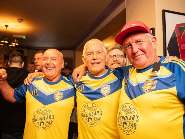 This trio of dedicated Boro fans are delighted with their new away shirts.