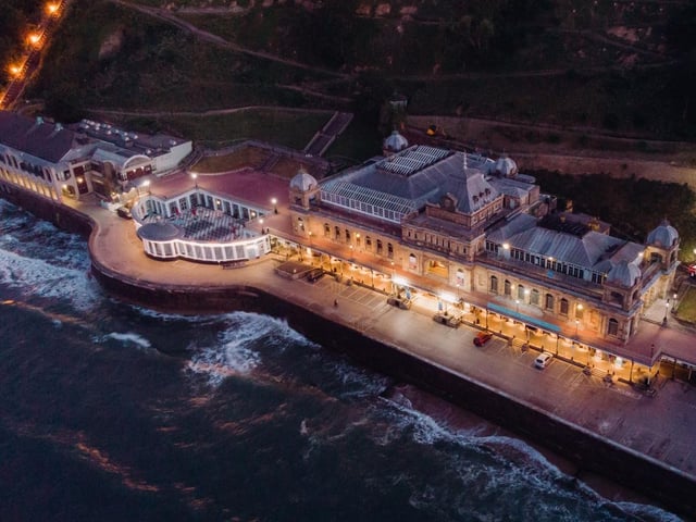 Drone shot of Scarborough Spa.