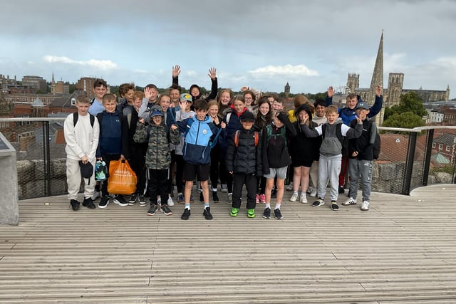 East Whitby School year six leavers, pictured at Clifford's Tower in York.