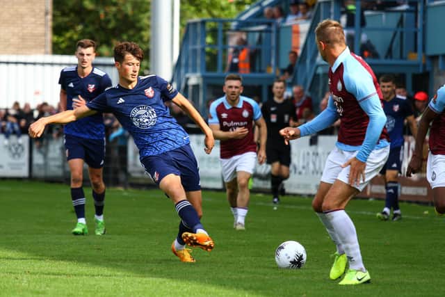 Sub Charlie Marshall in action for Boro at South Shields.