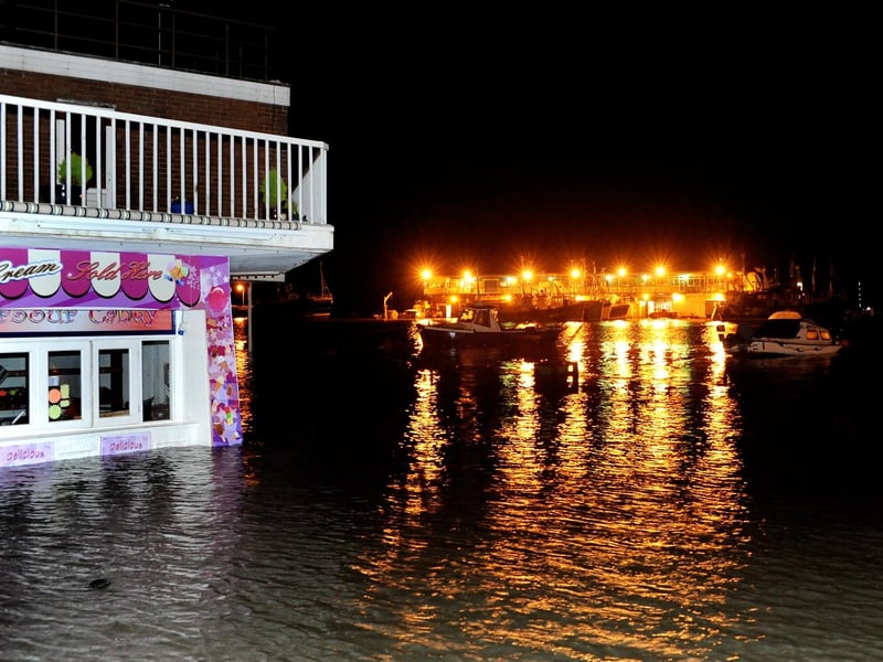Bridlington Harbour flooded in December 2013.