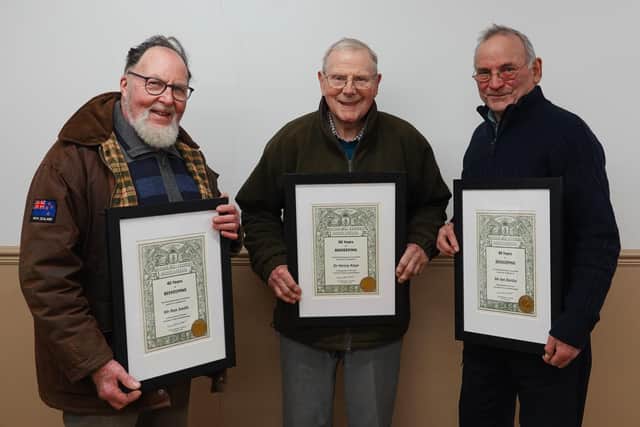 Long service awards for Dr Henry Kaye, Ian Danby and Ron Smith.