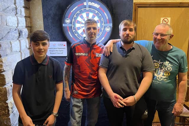 From left, the beaten quarter-finalists are Eren Eroglu, Richard Andrew, Fergus Powell and Mick Carrick.