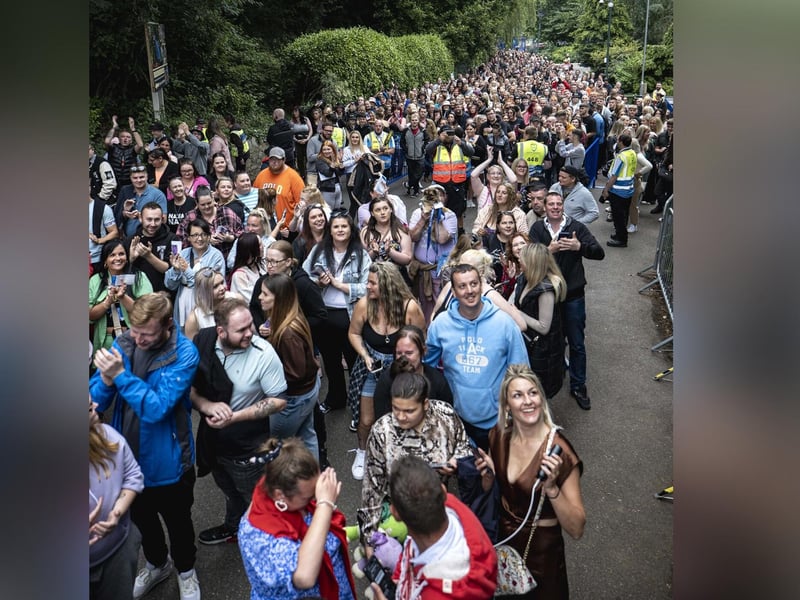 Crowds on their way into the N-Dubz concert in Scarborough.