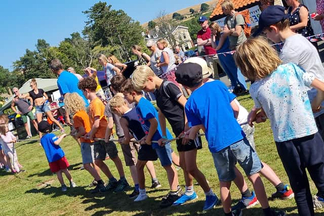 Action from the Goathland Show tug-of-war.