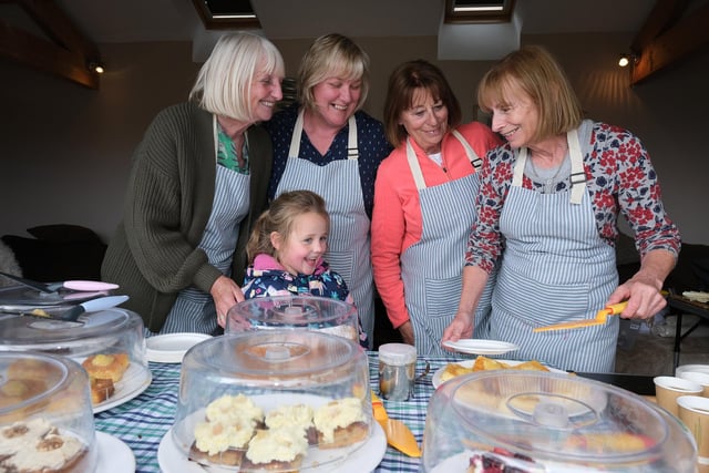 Janet, Denise, Celia and Pat with Mia indulging in some gorgeous baked goods.