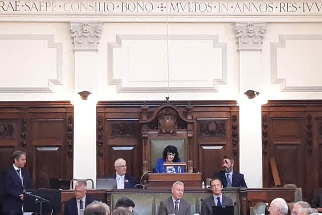 Coun Roberta Swiers chairs the North Yorkshire Council full meeting.